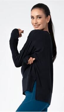 Sol And Mane Long Sleeve Maya Sweatshirt Womens Size Large Black New Pullover